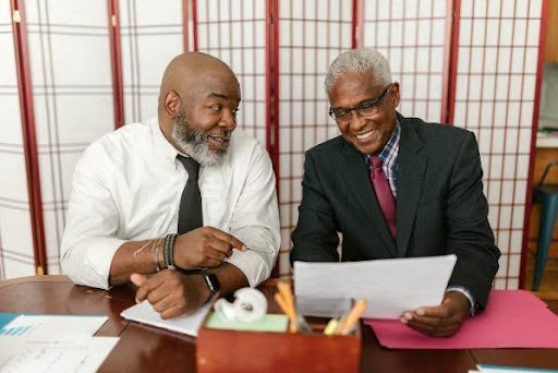Older professionals collaborating and sharing knowledge